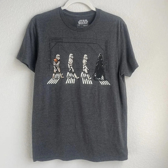 Star Wars Death Star Road Stormtrooper Darth Vader T Shirt Medium Heather Gray - Picture 4 of 5